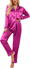 Ekouaer Women's Classic Button Down Long Satin Silk (Style P17Y)