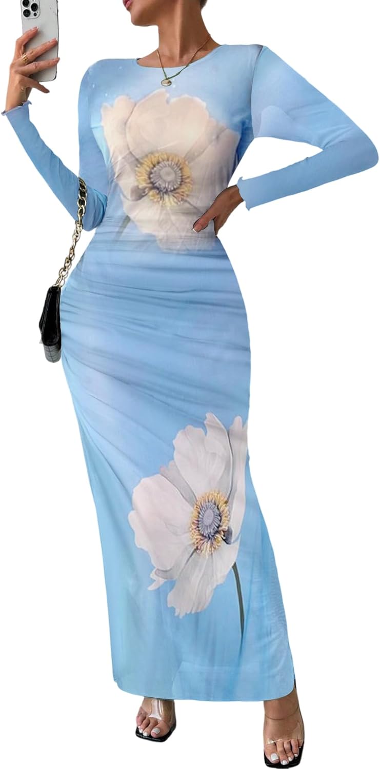 Stylish Long Sleeve Maxi Dress for Women - Trendy Tie Dye Design
