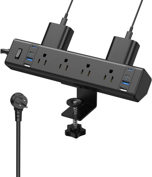 Desk Clamp Power Strip with Fast Charging and USB Ports