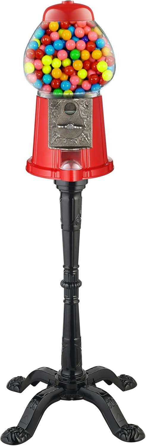 Vintage Style Gumball Machine with Stand and Coin Bank for Fun