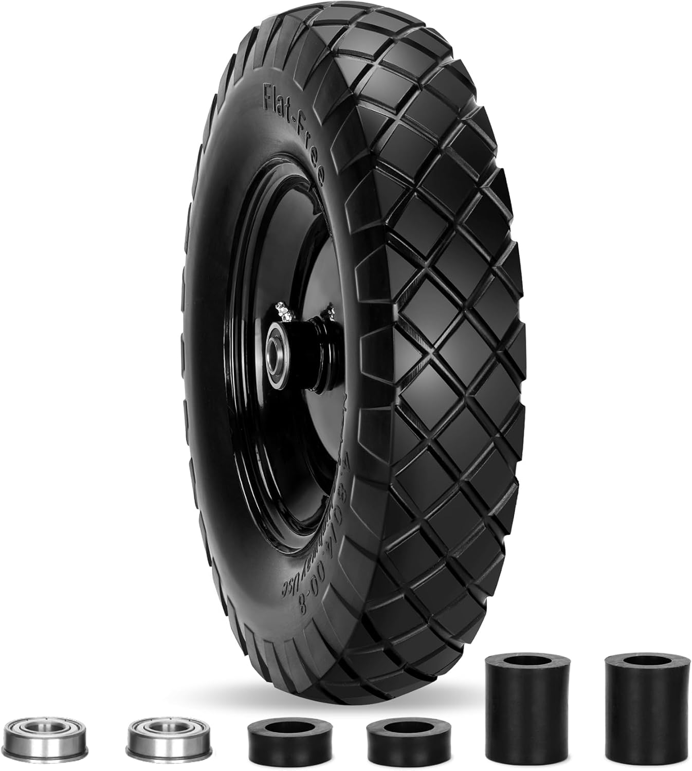 Upgraded 16 Flat Free Wheelbarrow Wheels for Easy Handling