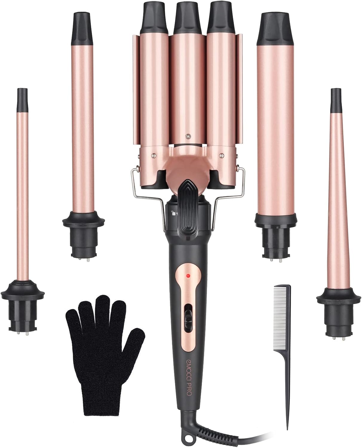 Wand Curling Iron Hair Crimper for Beach Waves by EMOCCI PRO