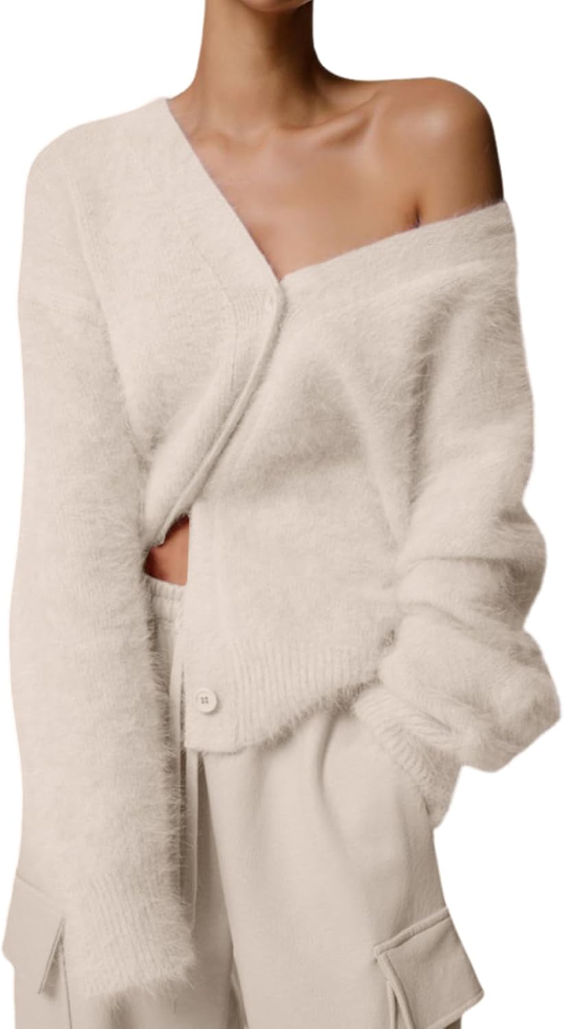 Yimoon Womens Fuzzy Cardigan Sweater for Trendy Comfort