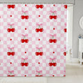 Pink Bowknot Kids Shower Curtains Cherry Bow Tie Dot Princess
