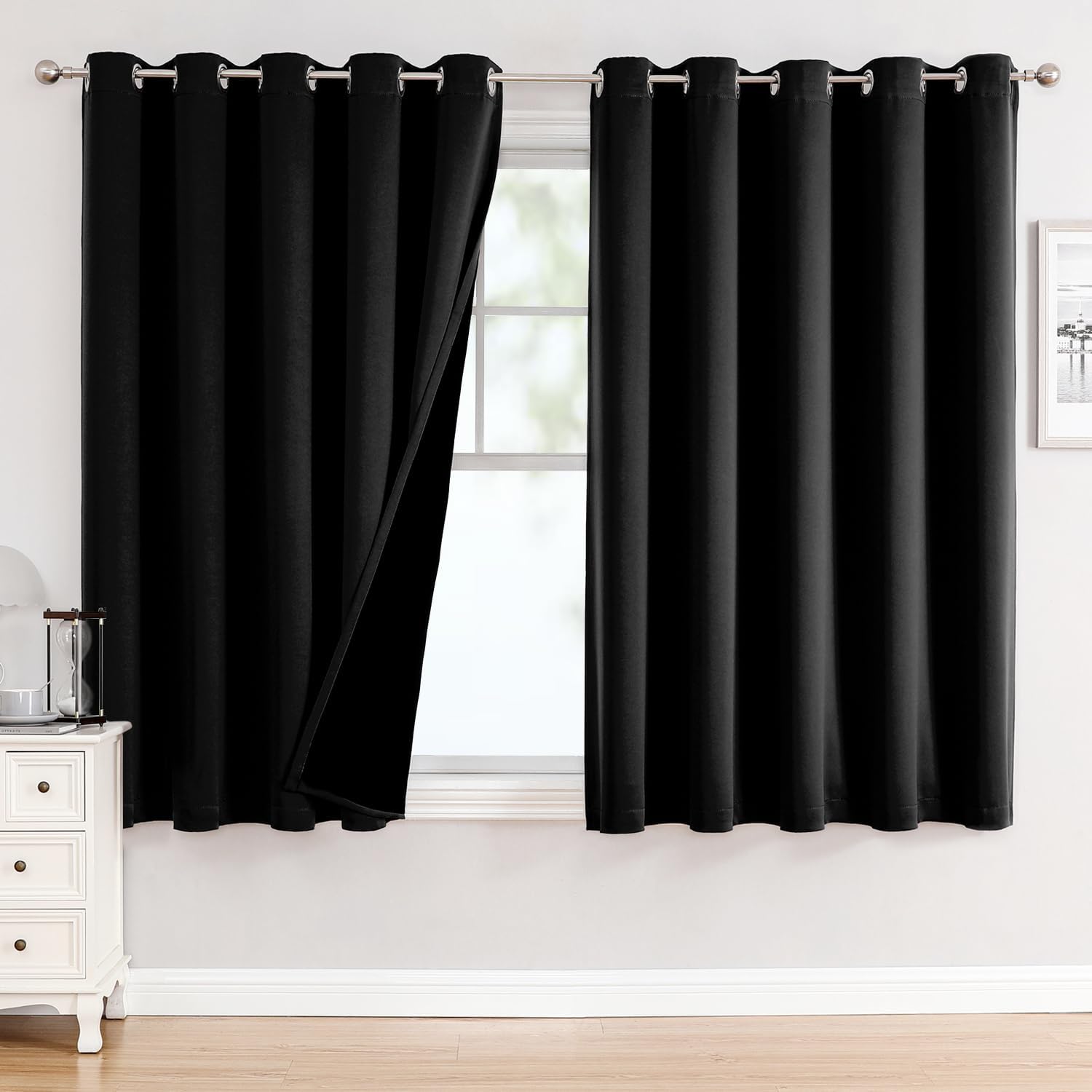 ChrisDowa 100% Blackout Curtains for Bedroom, 60 x 63 Inch