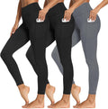 3 Packs Leggings with Pockets for Women - Soft High Waisted Tummy 92%