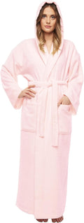 Women's Hooded Classic Bathrobe Turkish Cotton Robe - Full Length