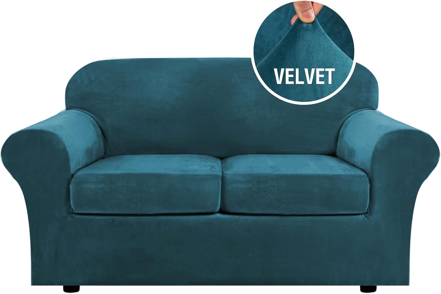 H.VERSAILTEX Real Velvet Plush 3 Piece Stretch Sofa Covers