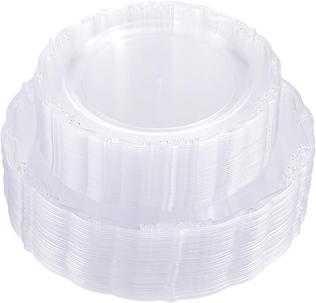 Clear Plastic Plates for Parties - 100 Premium Disposable Plates