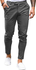 Mens Slim Fit Cotton Chinos for Men - Flat Front Stretch Trousers