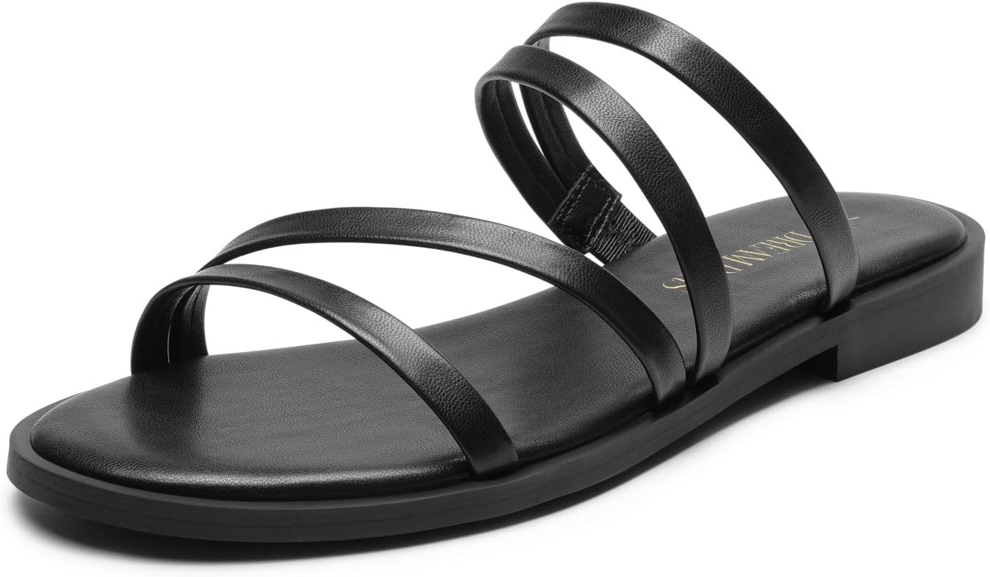 DREAM PAIRS Women's Clear Studded Rhinestone Slide Sandals