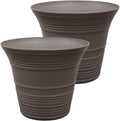 12 Inch Sedona Round Self Watering Planter Pots - 2-Pack Cappuccino