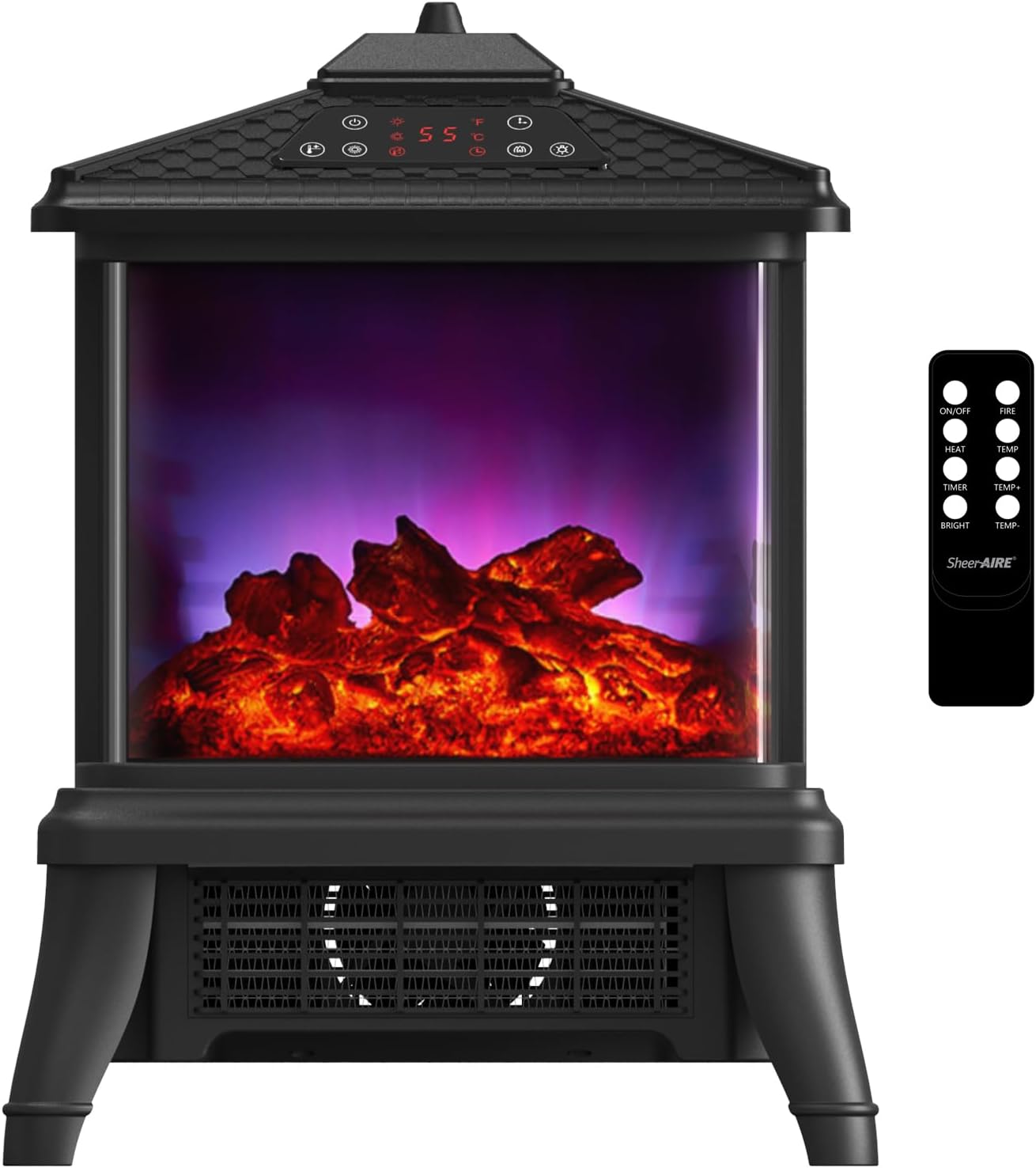 18-inch Freestanding Electric Fireplace with Realistic Flames