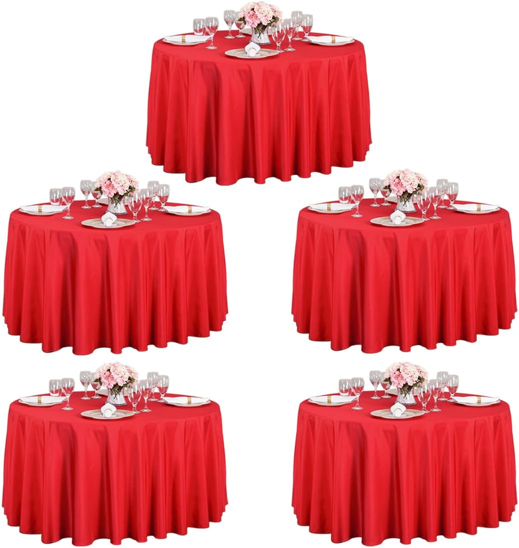 120 Inch Round Tablecloths for 60 Inch Tables - Red Bulk Pack