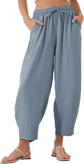 EVALESS Women's Summer High Waisted Baggy Pants for Comfort