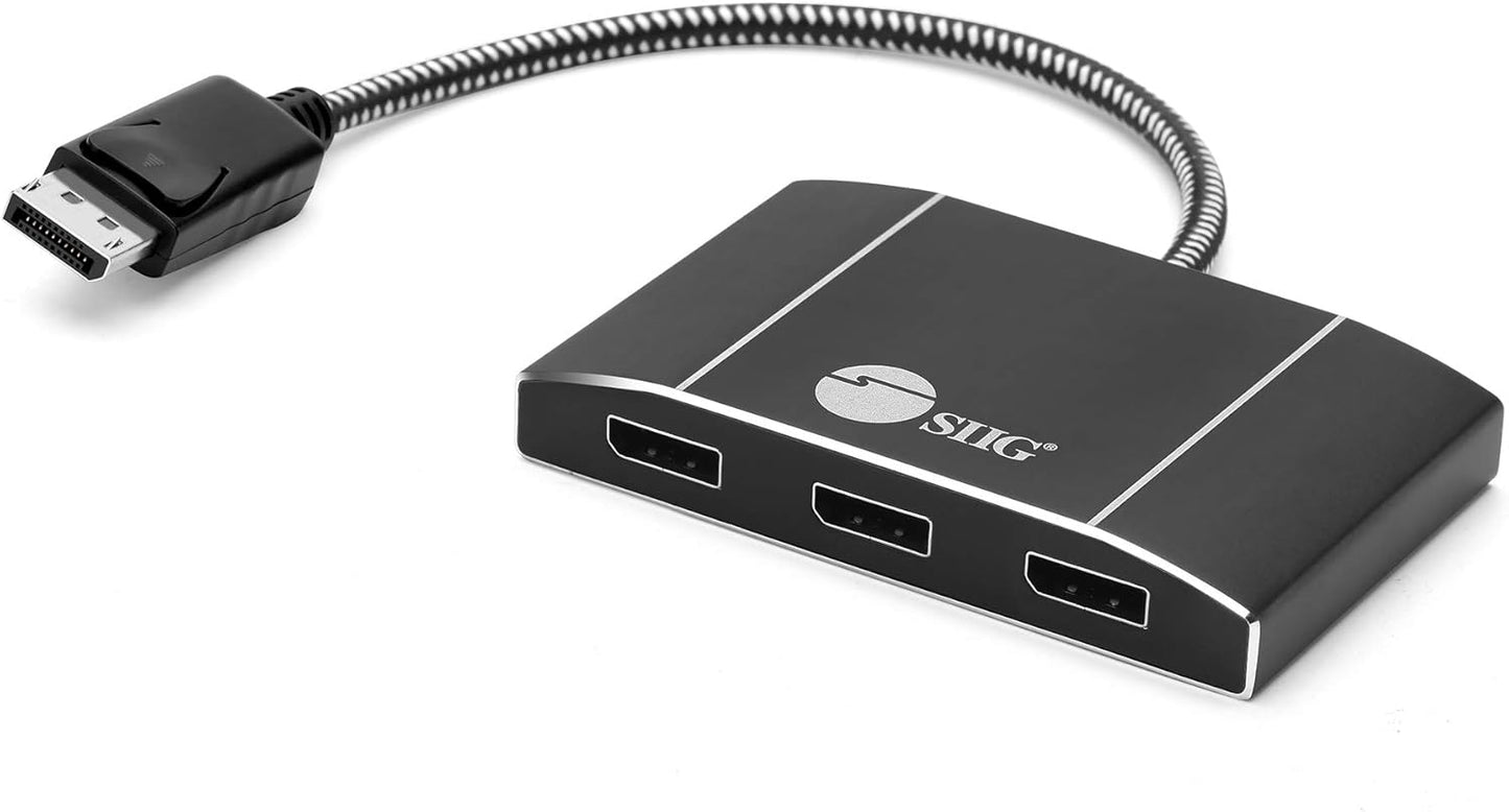 3 Port DisplayPort to DisplayPort MST Hub for Multi Monitor Setup