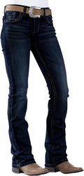 Women's Mid Rise Bootcut Jeans Light and Dark Blue - Stretchy Vintage