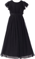 Junior Bridesmaid Dress for Girls - Long Mesh & Chiffon Elegance