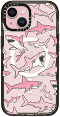 CASETiFY Impact Case for iPhone 15 - Clear Black Pink Sharks