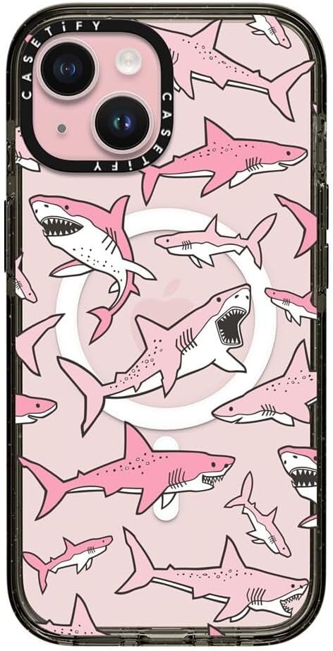 CASETiFY Impact Case for iPhone 15 with Pink Sharks Design