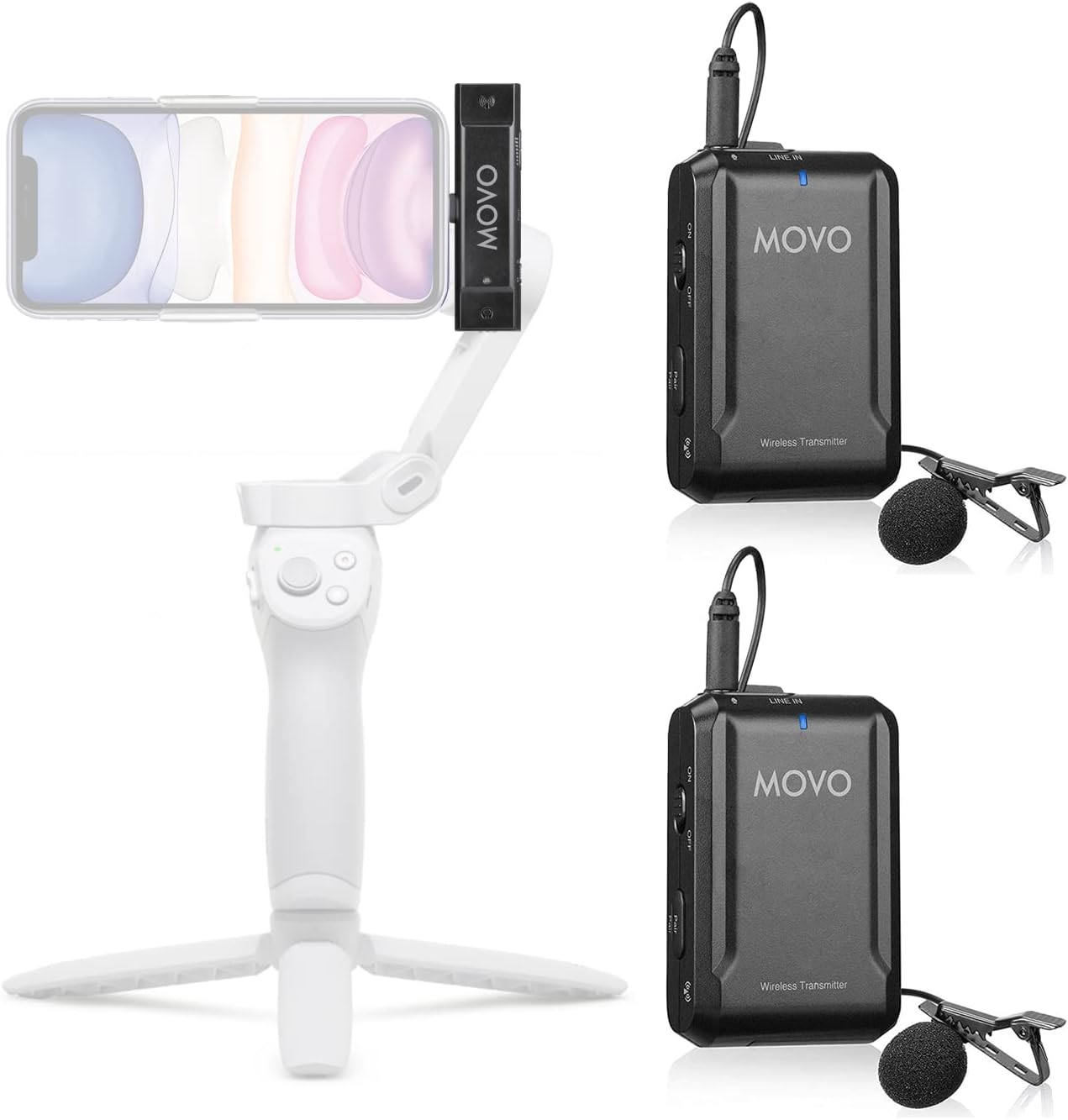 Movo Edge-DI-Duo Wireless Lavalier Mic for iPhone Gimbals