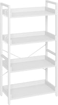 Rolanstar 4 Tier Industrial Wood Bookcase with Hooks for Storage
