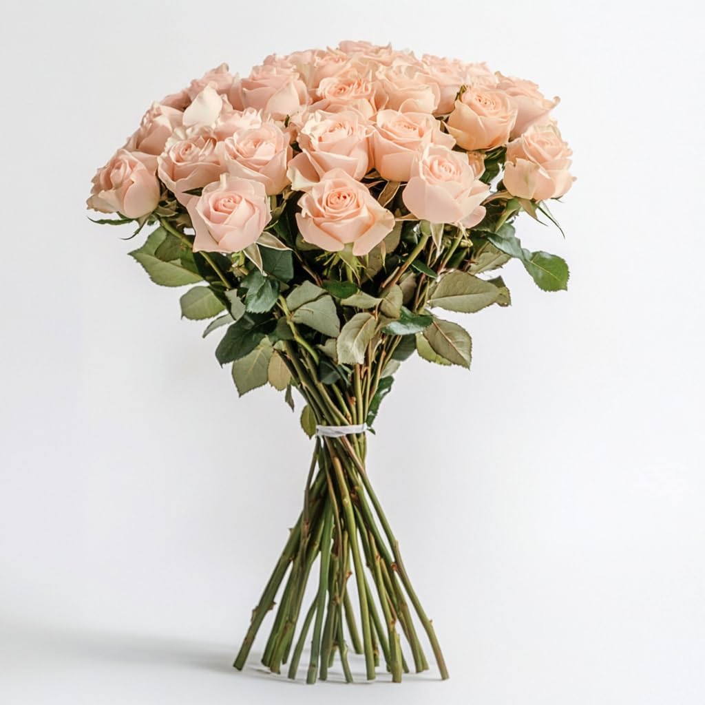 GlobalRose 24 Peach Roses Bouquet for Special Occasions