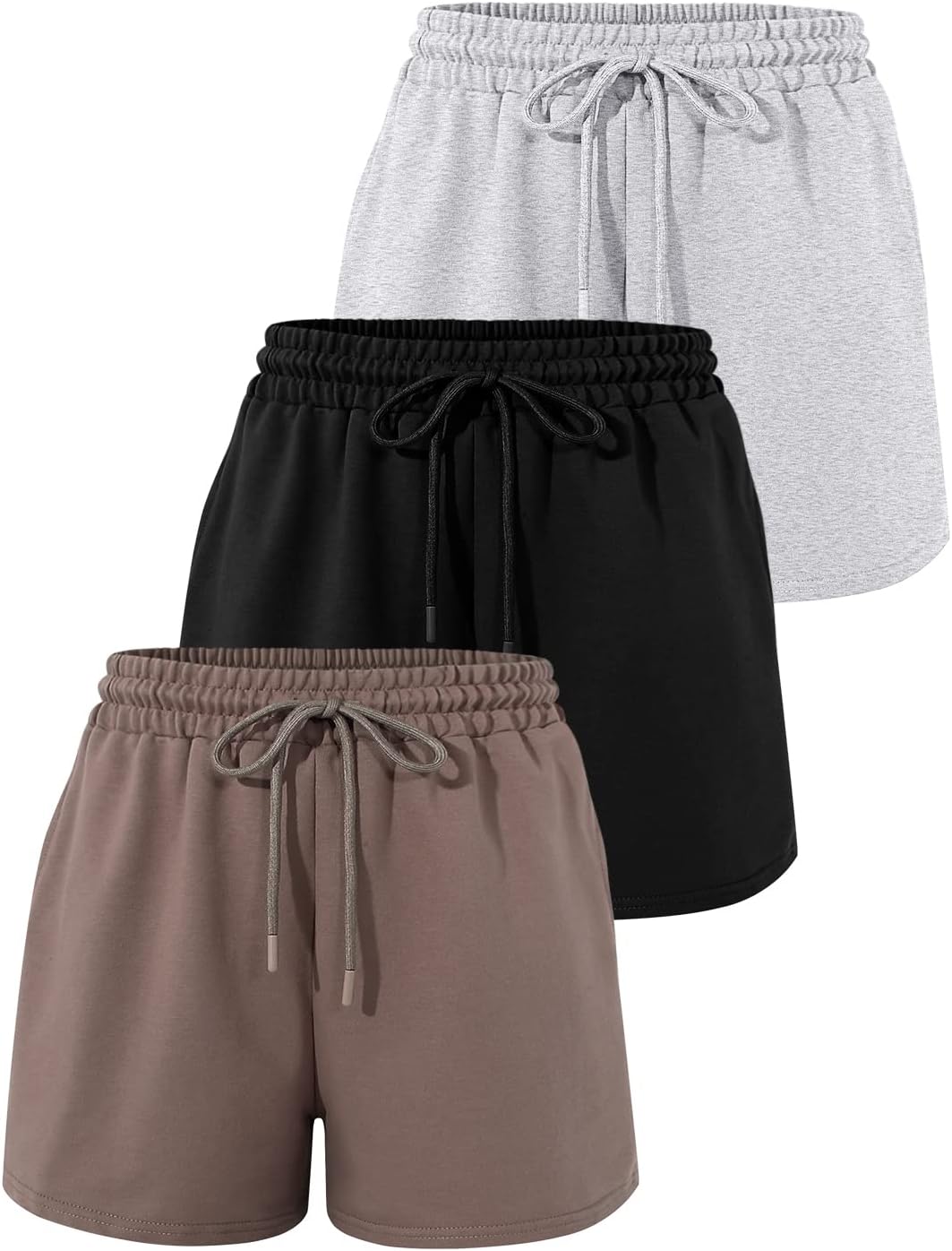 Trendy Summer Running High Waisted Athletic Sweat Shorts 3 Pack