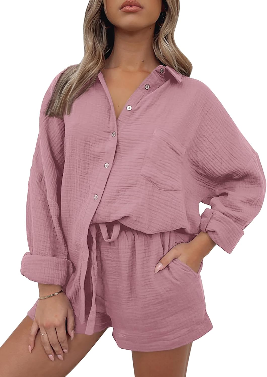 Oversized 2 Piece Pajama Set for Women by AUTOMET - Stylish Comfort