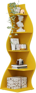 5-Tier Corner Shelf White - Modern Small Bookcase for Corners