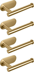 Toilet Paper Holder Self Adhesive - 4 Pack Brushed Gold, Rustproof
