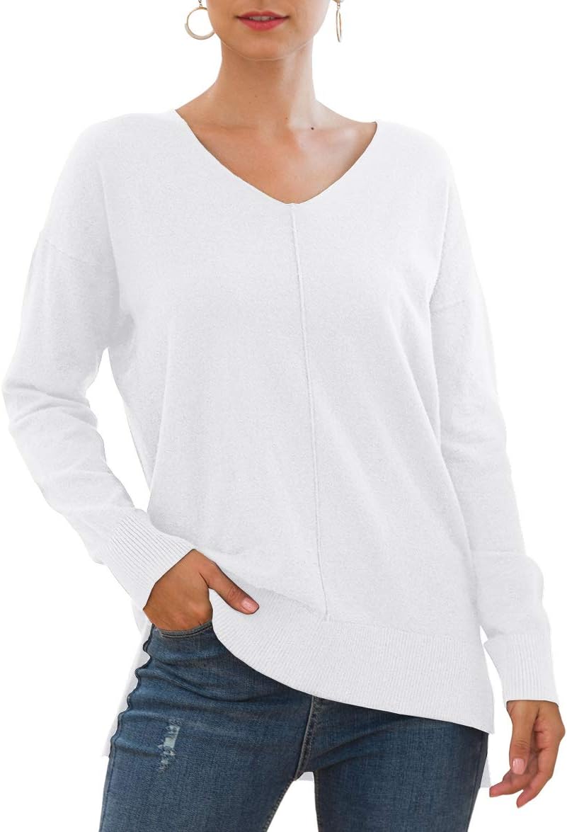 Jouica Women's Casual Lightweight V Neck Batwing Sleeve Sweater