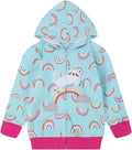 Girls Zip Up Hoodie Toddler Lightweight Unicorn Rainbow Jacket - Cozy