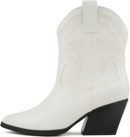 Soda BLAZING Women Western Bootie with Low Heel for Comfort