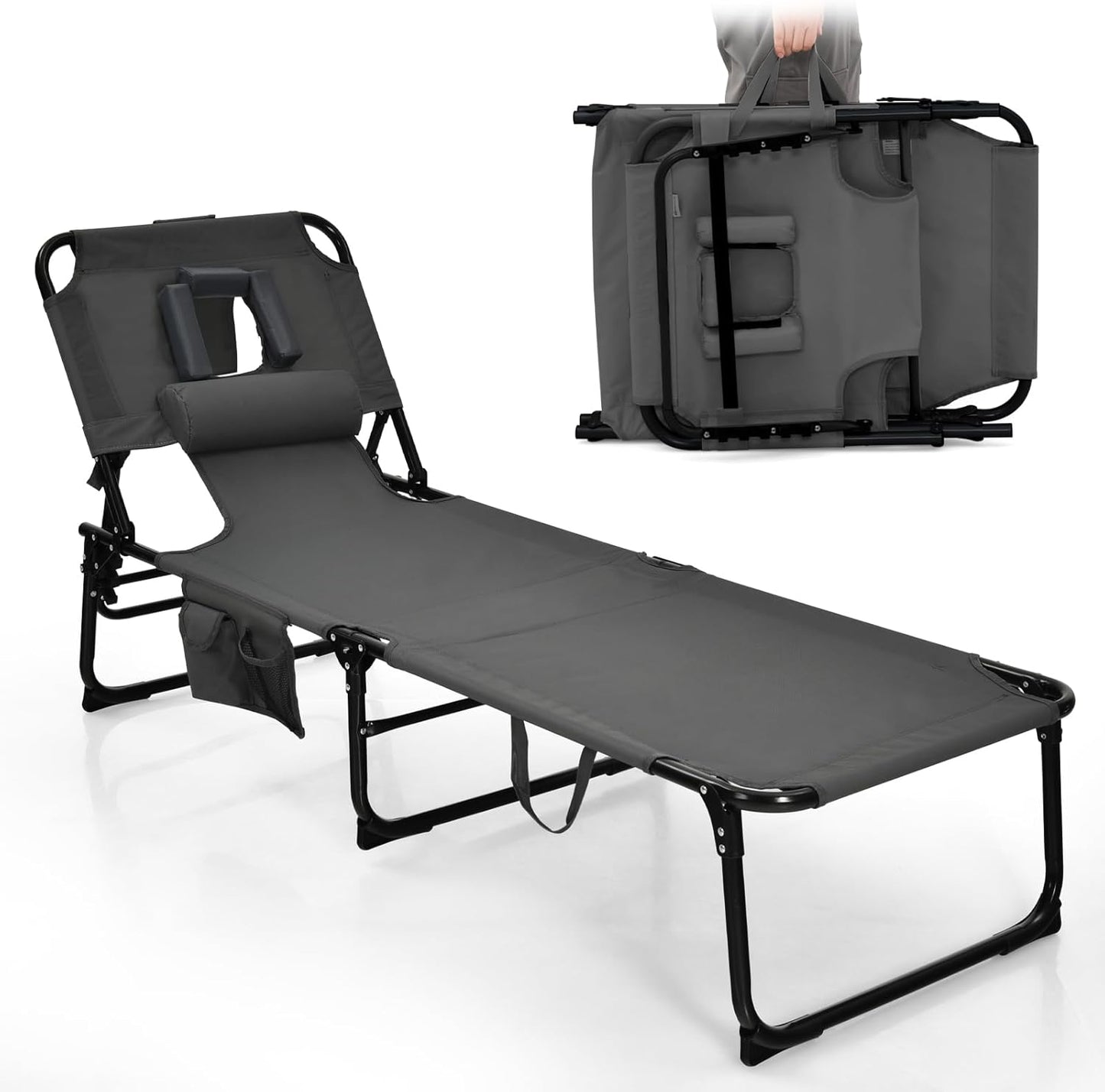 Goplus Tanning Chair with Face Hole for Ultimate Comfort
