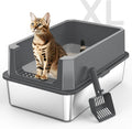 Oversized Stainless Steel Litter Box with Lid for Large Cats