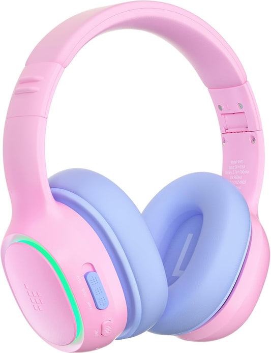 Tronsmart Kids Bluetooth Headphones - Safe Volume Control, 70H Playtime, Pink