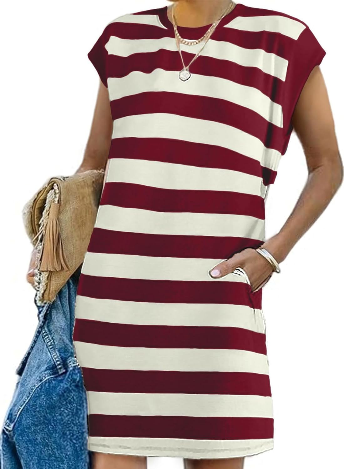 AlvaQ Womens Striped Summer Dresses with Pockets for 2025