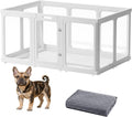 Acrylic Dog Playpen Indoor 24H 10Panels White - Clear, Foldable Play