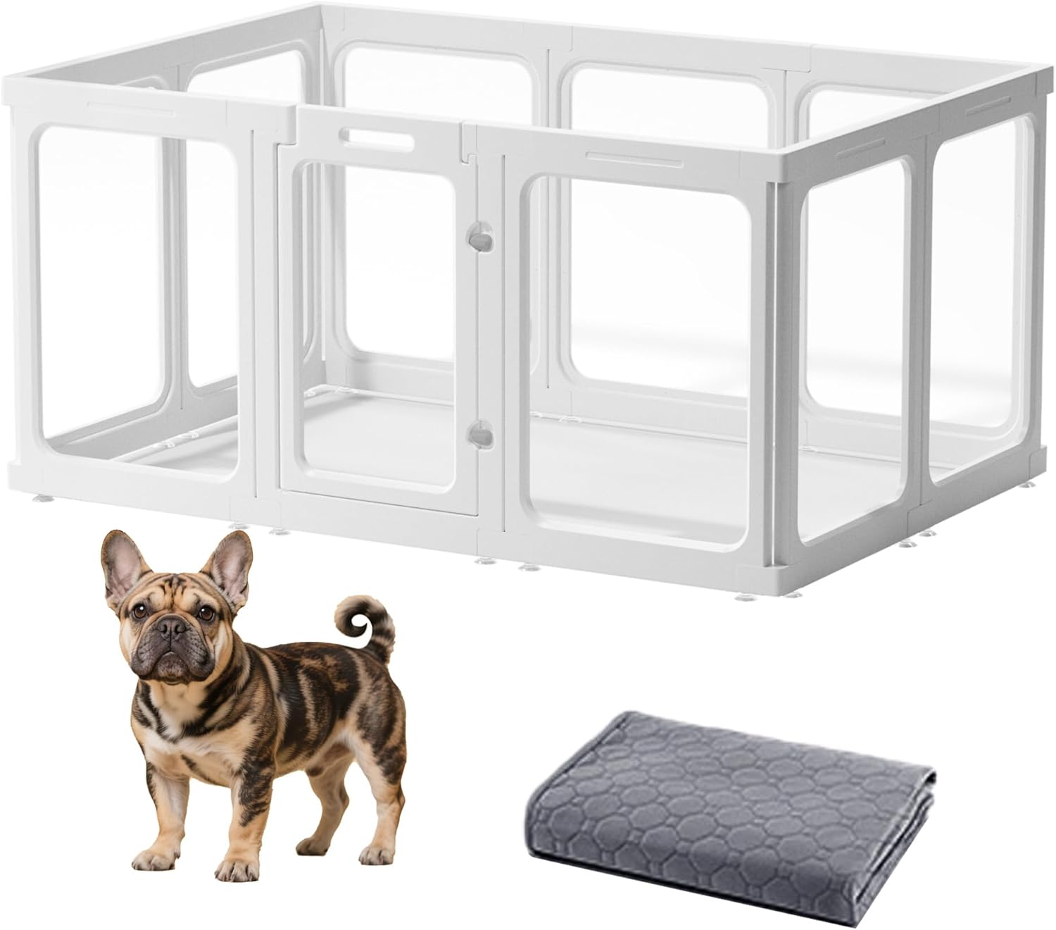 Acrylic Dog Playpen Indoor 10 Panels Easy Assemble & Foldable