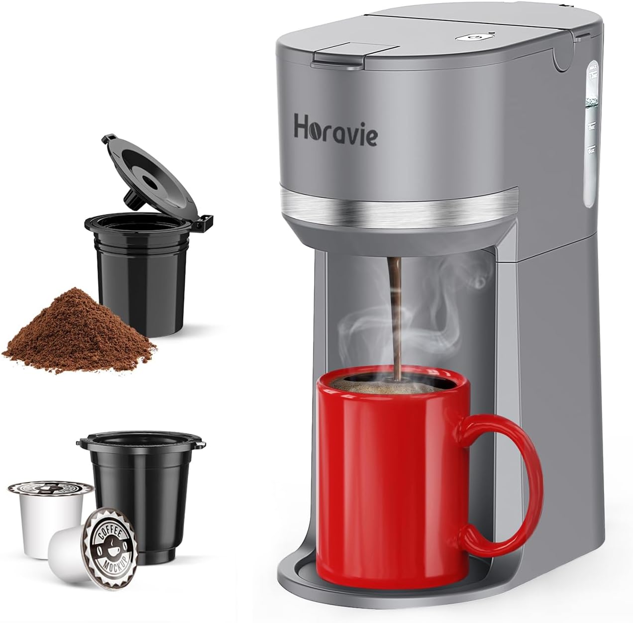 Mini Single Serve Coffee Maker for K Cup and Ground Coffee