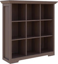 Cube Shelf Bookcase with Base - 9-Cube Walnut Storage Cabinet
