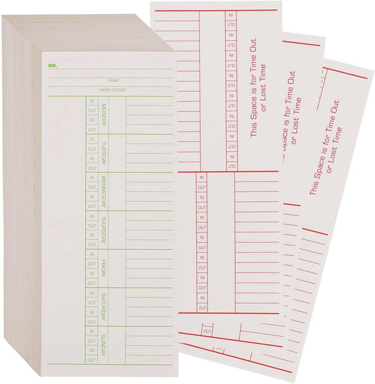 1000PCS Time Cards for Employees Weekly, Double-Sided Design