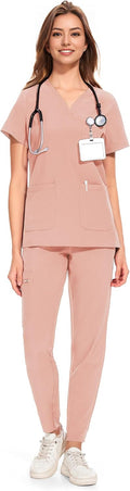 COZYFIT Medical Scrubs for Women Set - Jogger Scrub with 8 Pockets