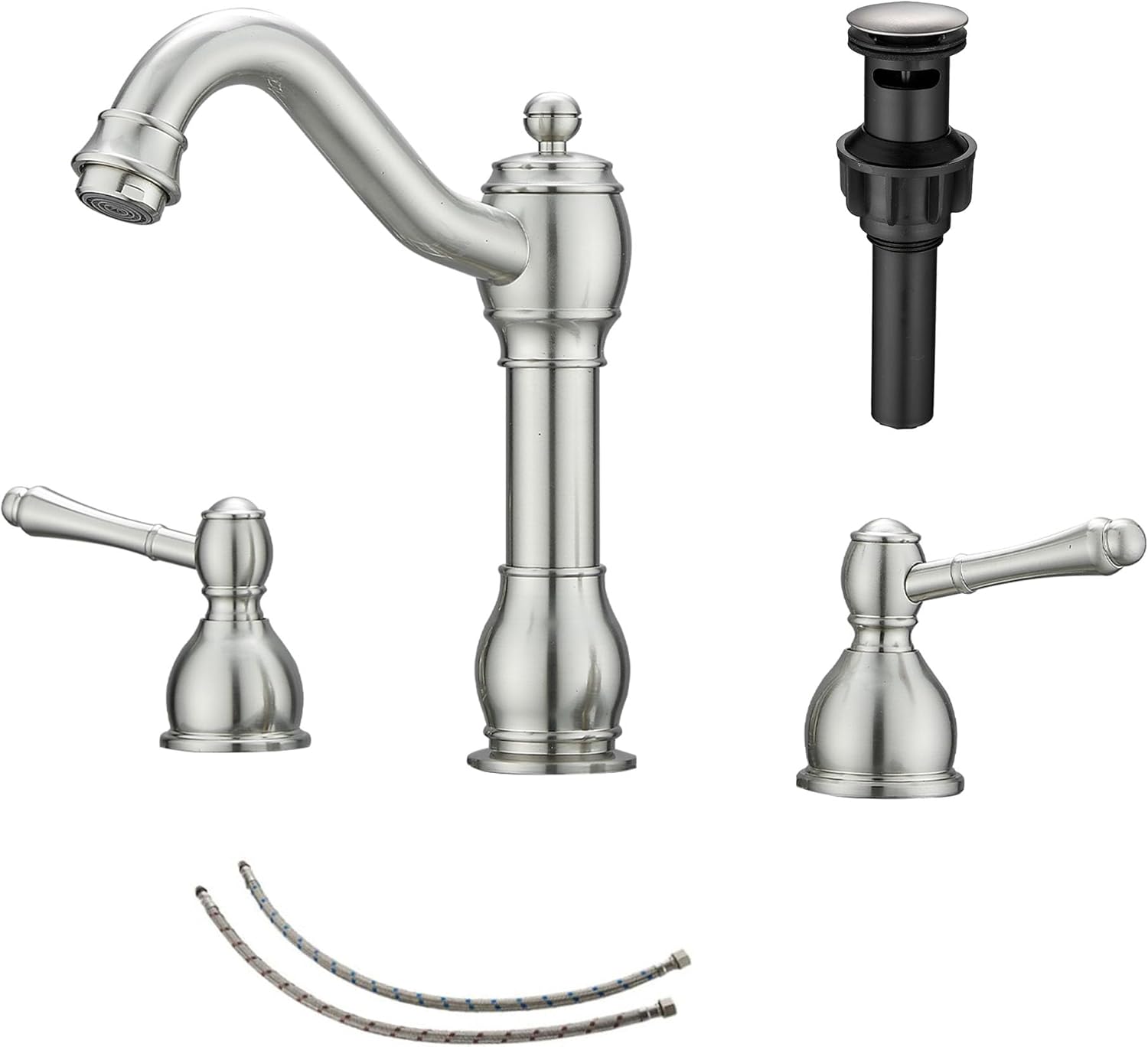 GGStudy 2 Handles Widespread Bathroom Sink Faucet with Drain