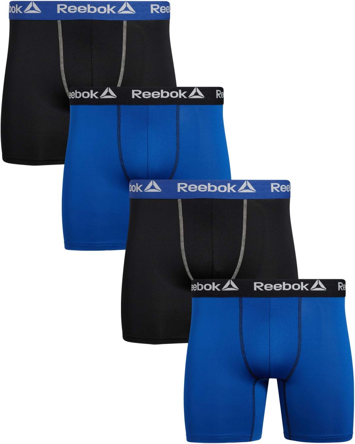 Reebok Mens Boxer Briefs 4 Pack 6ft Inseam Moisture Wicking