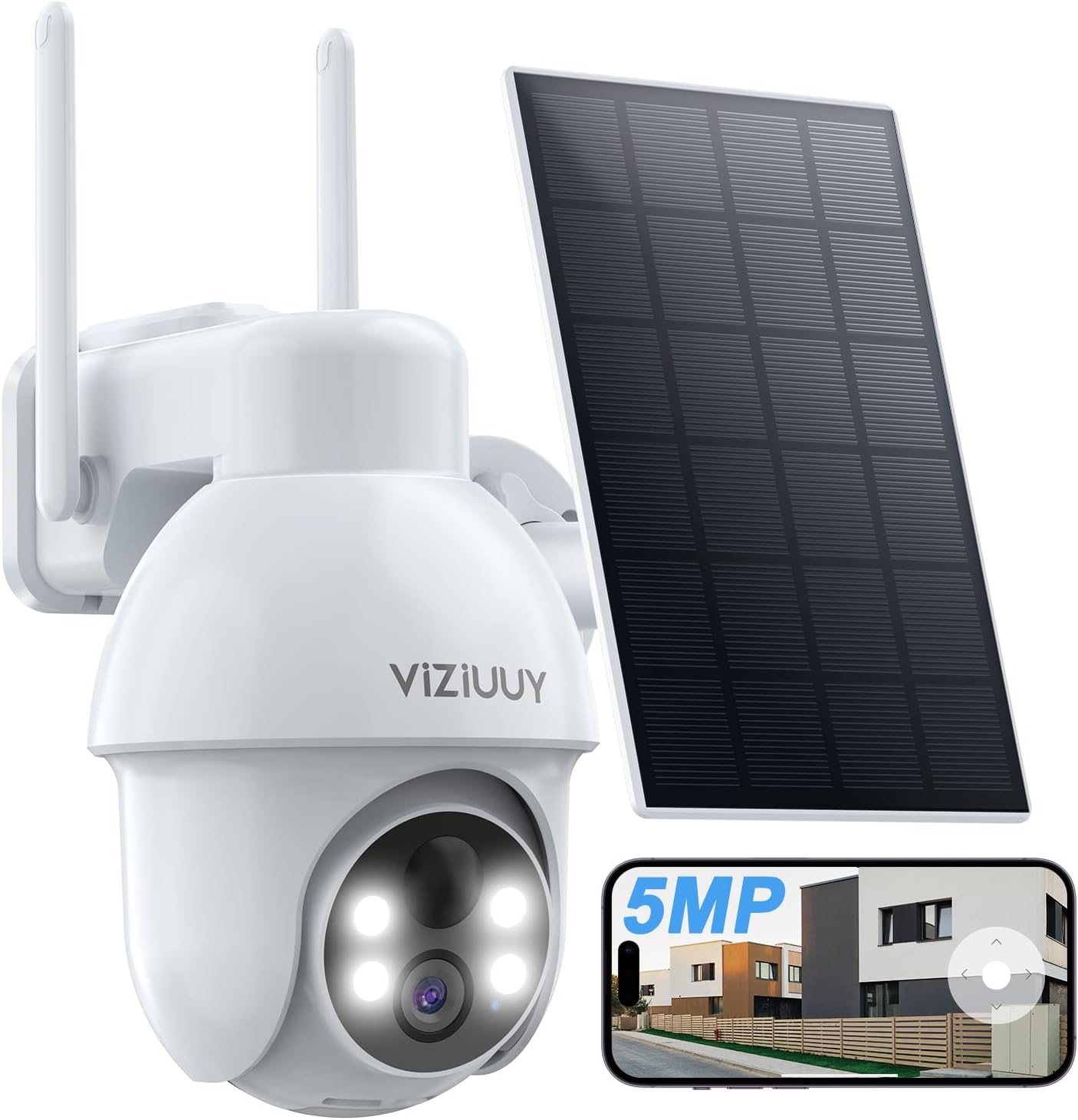 5MP Solar Security Camera Outdoor with 360 View and Night Vision