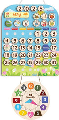 Interactive Calendar for Kids Ages 3+ - Wooden Toddler Calendar