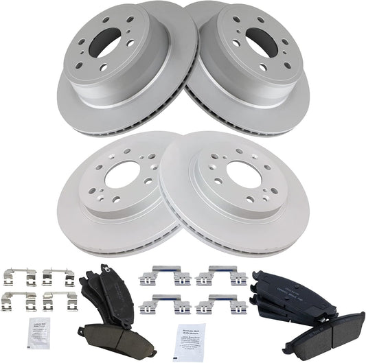 TRQ Brake Pad & Coated Rotor Kit for 07 Chevy GMC Cadillac