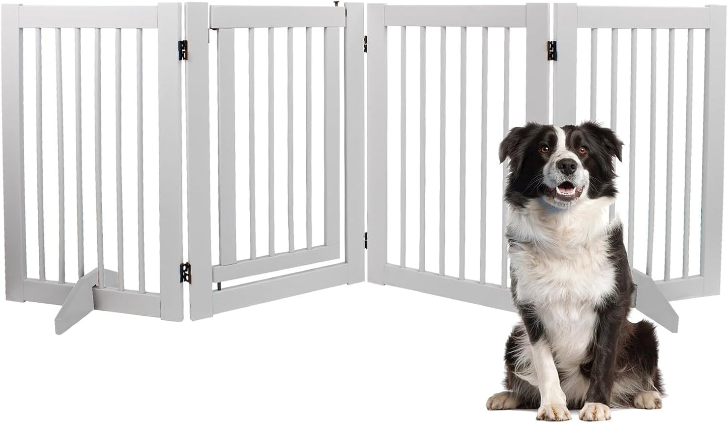 Indoor Dog Gate Freestanding Wooden Foldable Pet Gate 30in High